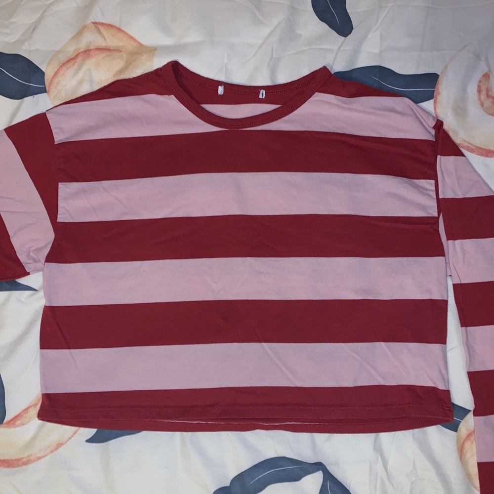 Forever 21 Pink & Red Striped Crop